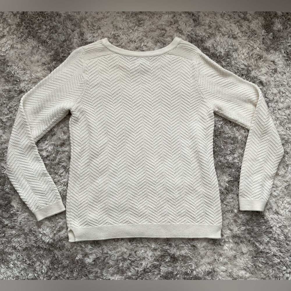 Cream Chevron Knit Sweater - Picture 2 of 6
